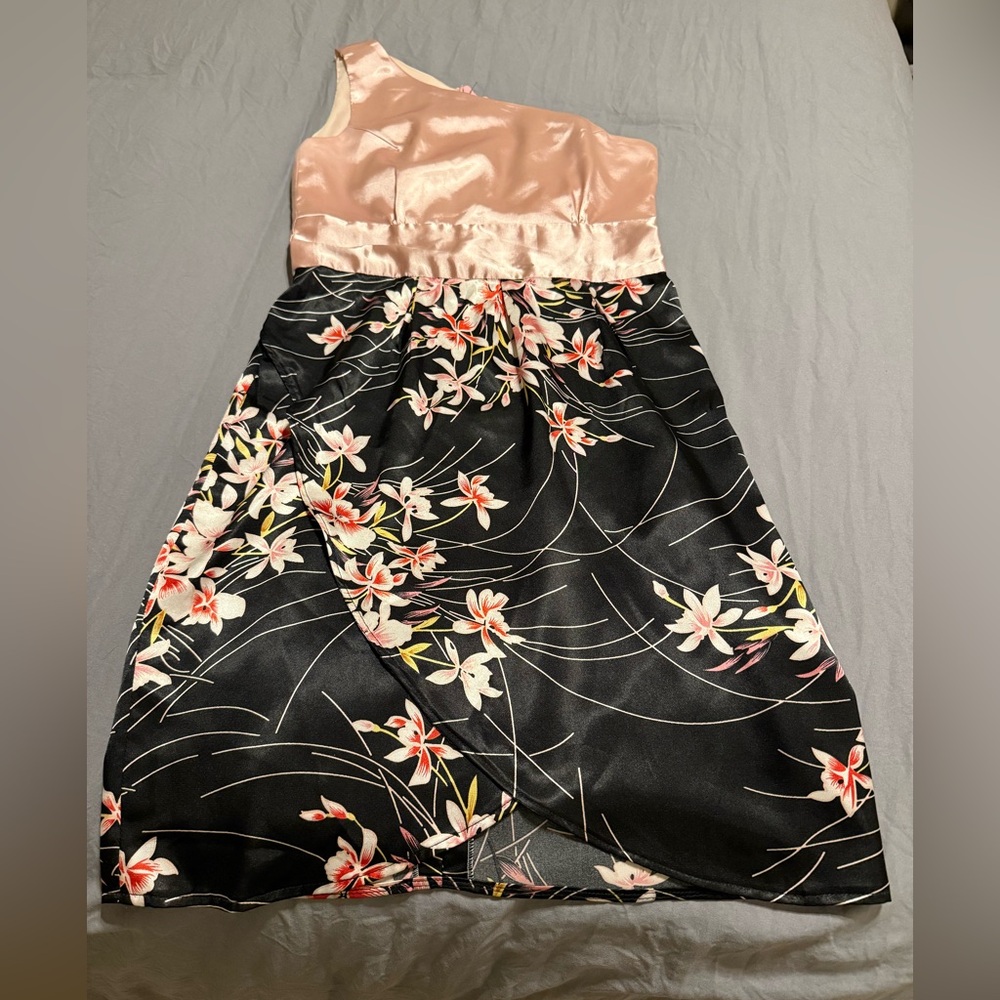 Floral Black and Pink Kids Dress